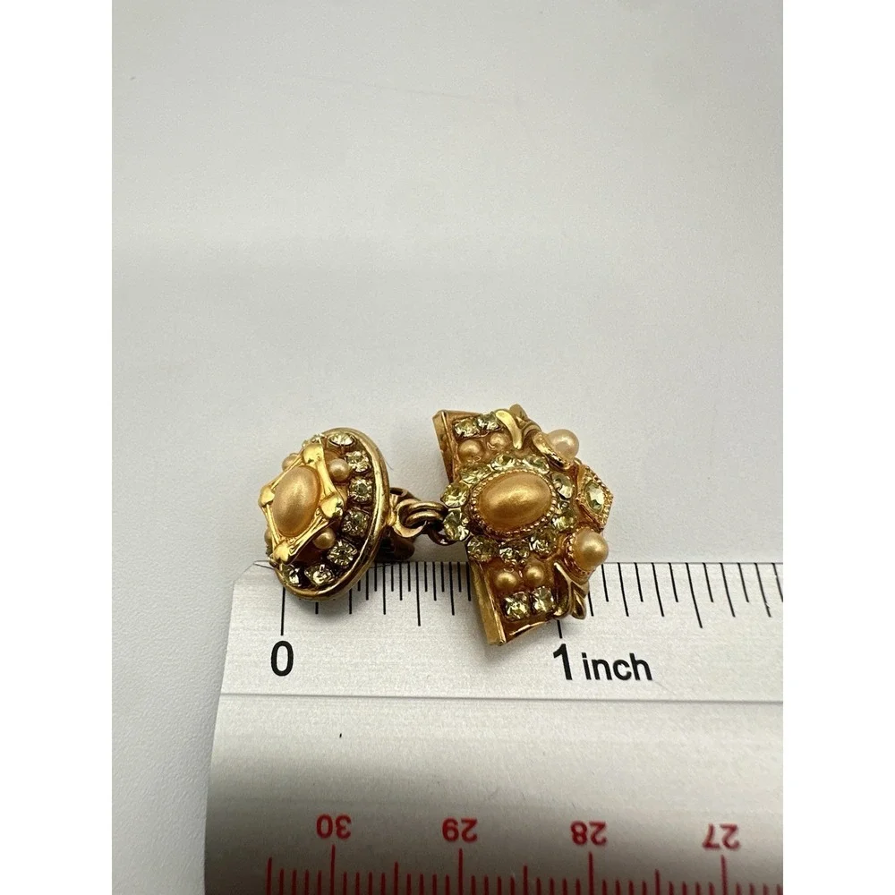 Michal Logan Vintage Clip On Earrings Gold Tone Byzantine Style